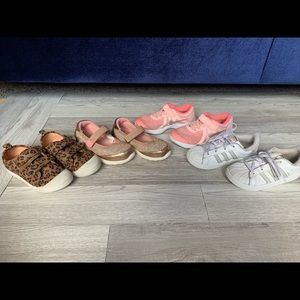 4 pairs little girls size 10 shoes